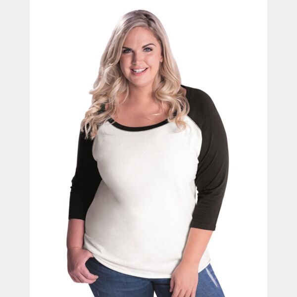 Curvy Collection Women's Baseball Three-Quarter Sleeve Tee Thumbnail