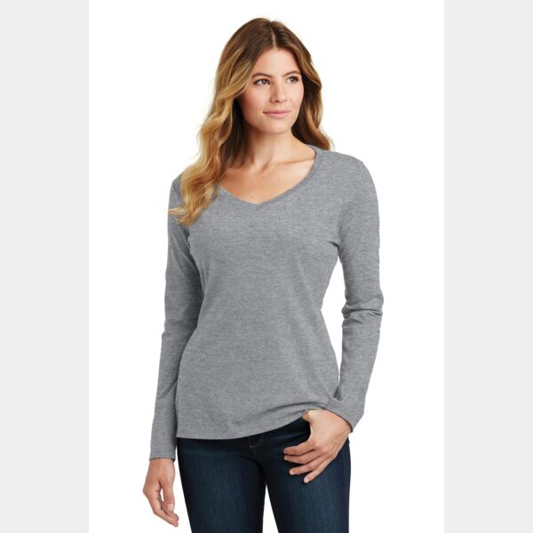 Ladies Long Sleeve Fan Favorite V Neck Tee Thumbnail