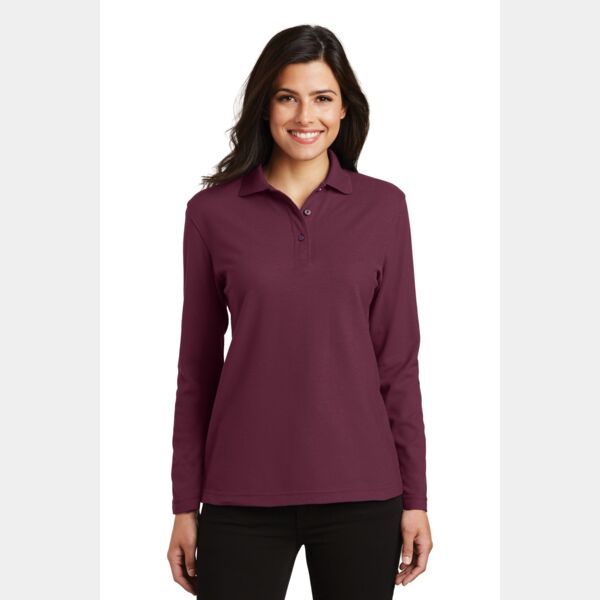 Ladies Silk Touch Long Sleeve Polo Thumbnail