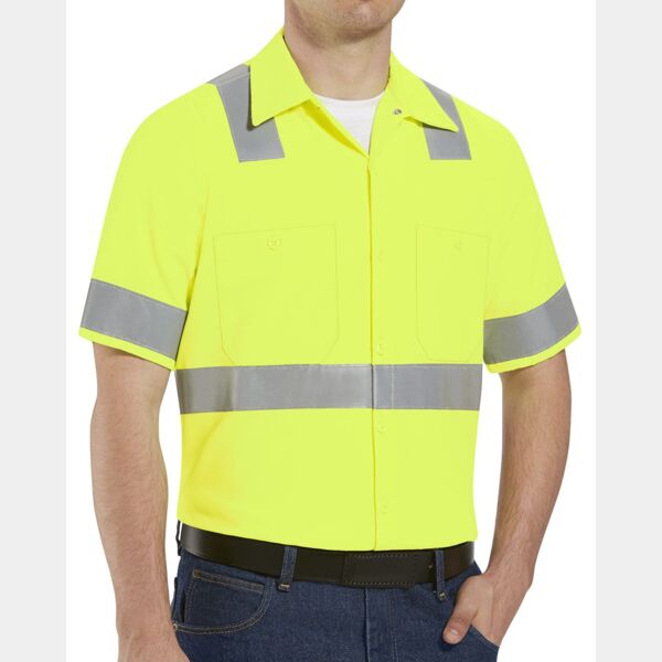 High Visibility Safety Short Sleeve Work Shirt Tall Sizes Thumbnail