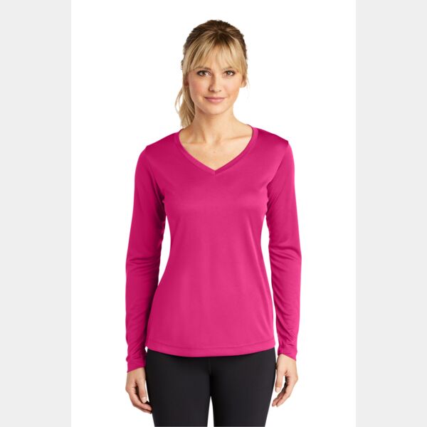 Ladies Long Sleeve PosiCharge ® Competitor V Neck Tee Thumbnail