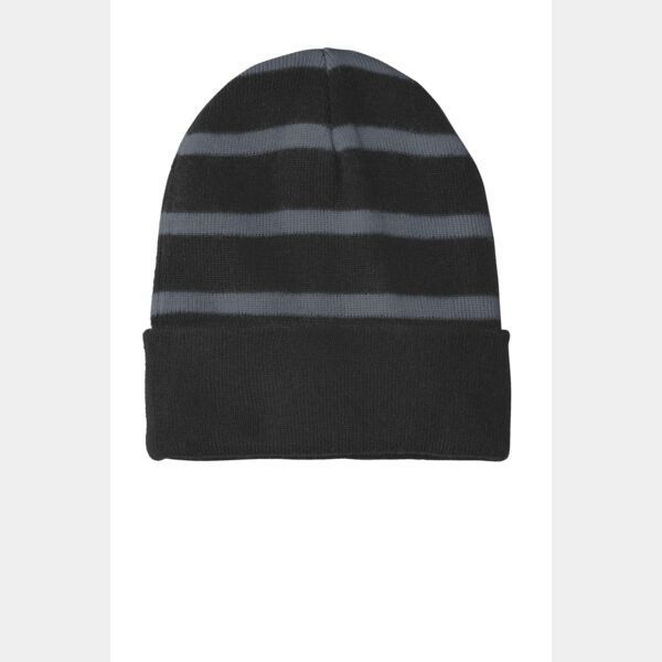 Striped Beanie with Solid Band Thumbnail