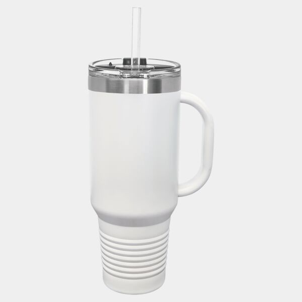 40 oz Stainless Steel Polar Camel White Travel Mug with Handle, Straw Included Thumbnail
